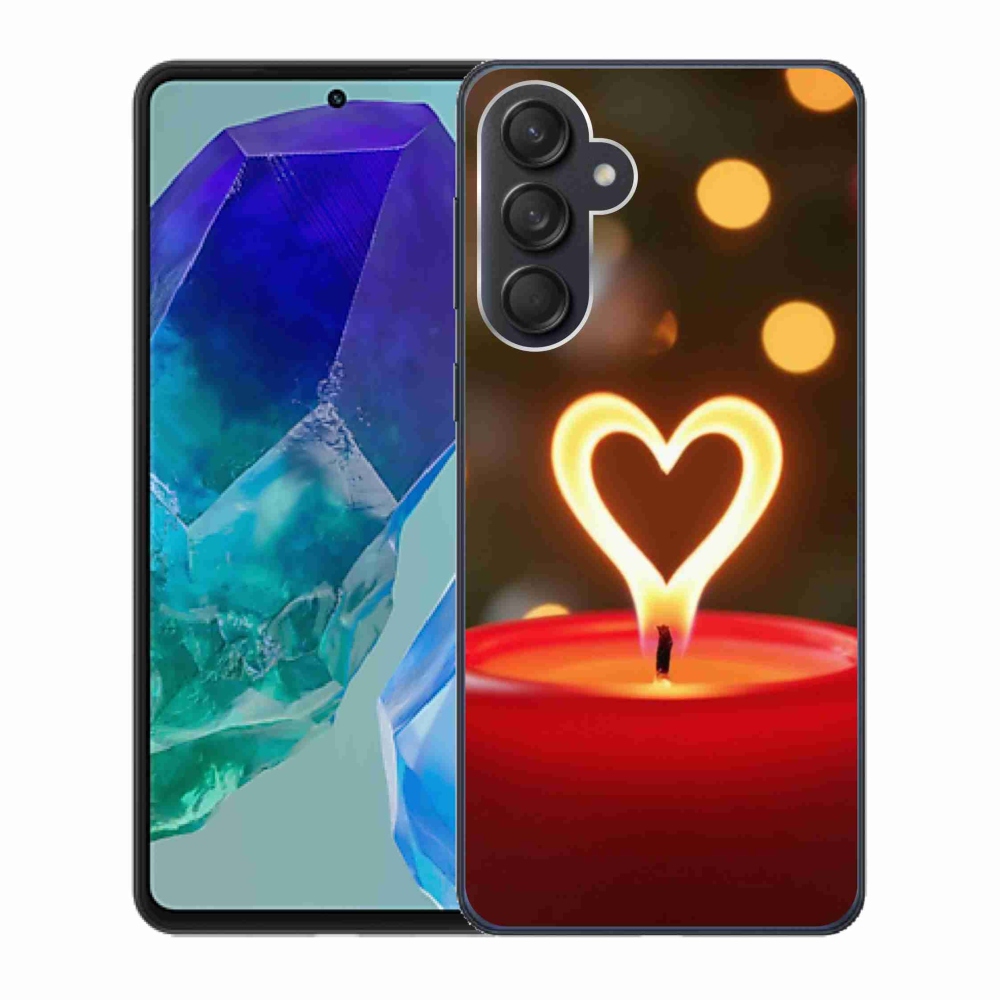 Gélový kryt mmCase na Samsung Galaxy M55 5G - srdce z plameňa
