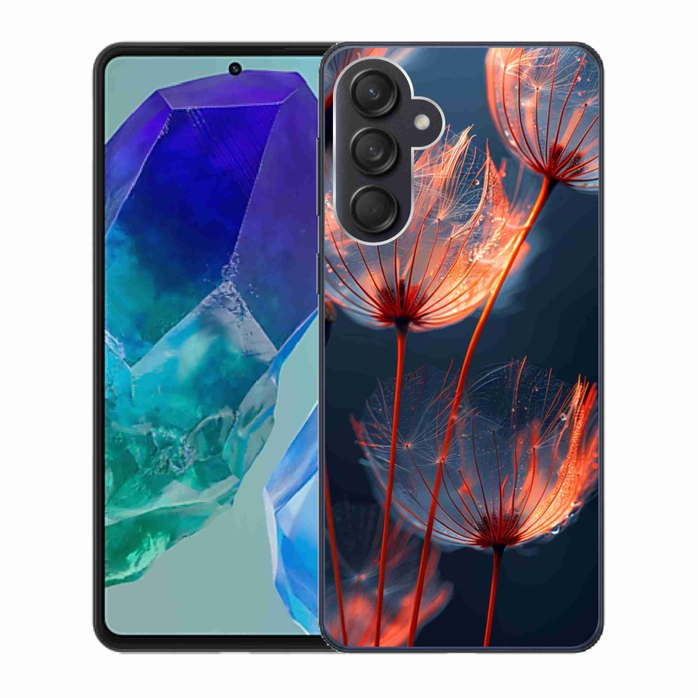 Gélový kryt mmCase na Samsung Galaxy M55 5G - svetielkujúce páperie