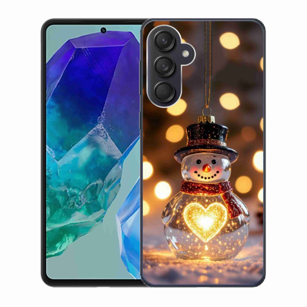 Gélový kryt mmCase na Samsung Galaxy M55 5G - svietiaci vianočný snehuliak