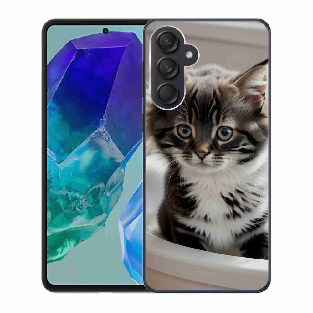 Gélový kryt mmCase na Samsung Galaxy M55 5G - zvedavé mačiatko