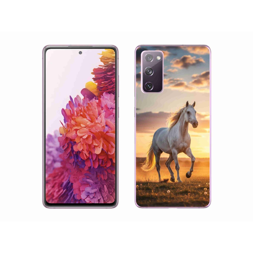 Gélový kryt mmCase na Samsung Galaxy S20 FE - bežiaci biely kôň 2