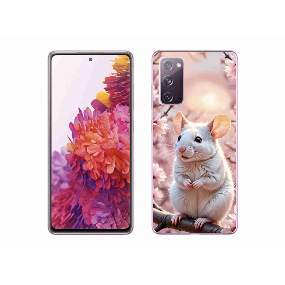 Gélový kryt mmCase na Samsung Galaxy S20 FE - biela myš na vetve