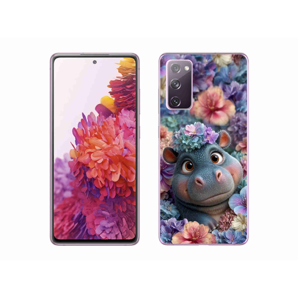 Gélový kryt mmCase na Samsung Galaxy S20 FE - hrošík v kvetoch