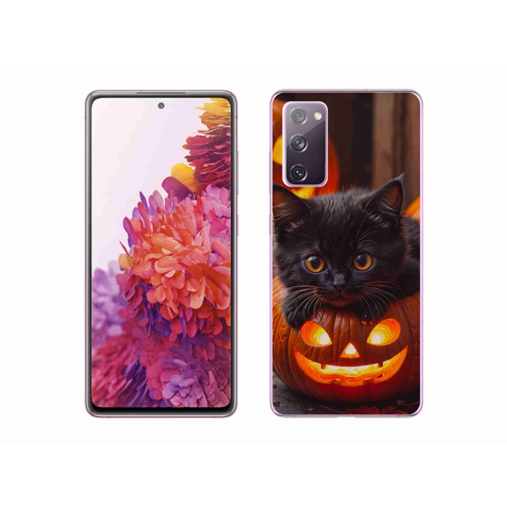 Gélový kryt mmCase na Samsung Galaxy S20 FE - mačiatko a tekvica