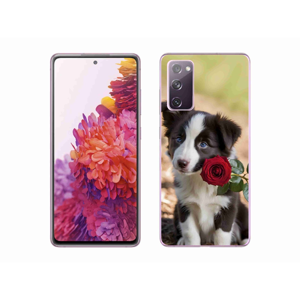 Gélový kryt mmCase na Samsung Galaxy S20 FE - roztomilá border kólia s ružou