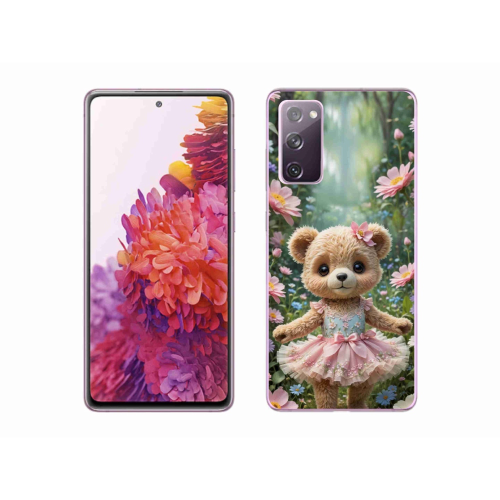 Gélový kryt mmCase na Samsung Galaxy S20 FE - roztomilý medvedík v kvetoch