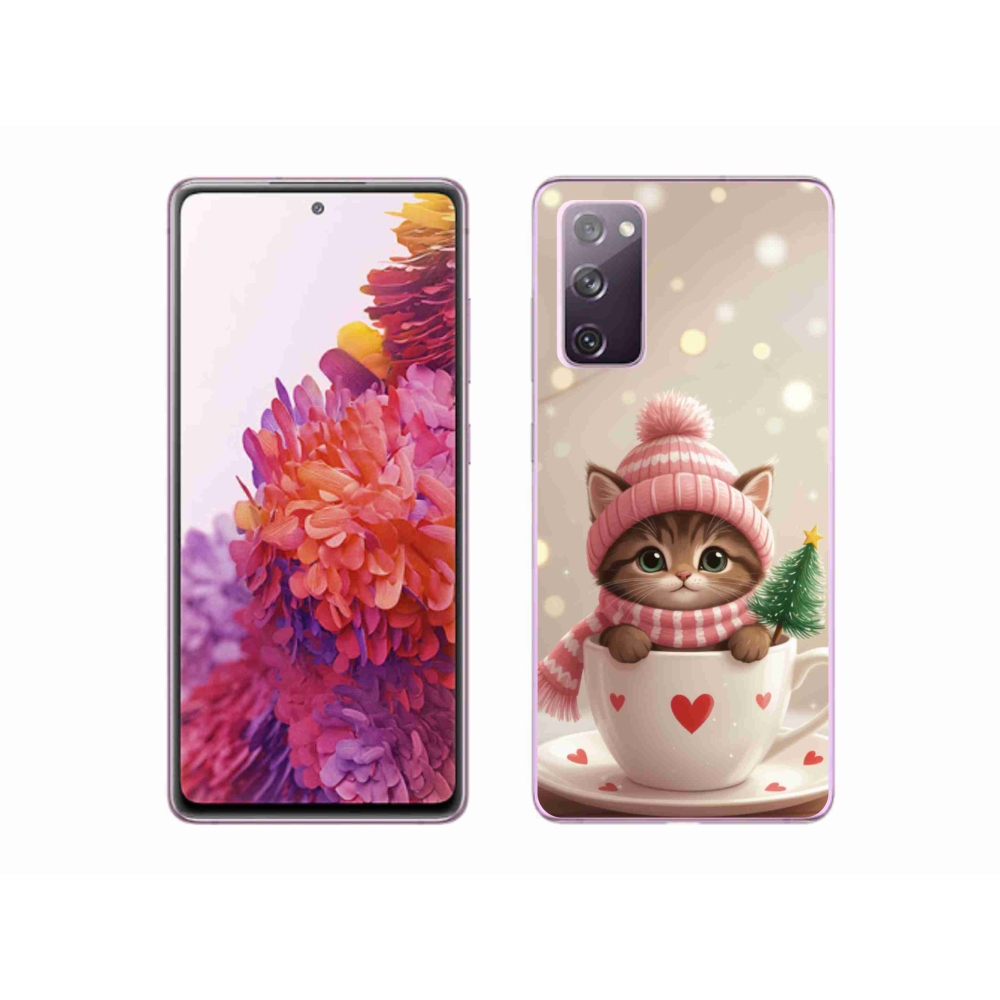 Gélový kryt mmCase na Samsung Galaxy S20 FE - vianočné mačiatko v hrnčeku