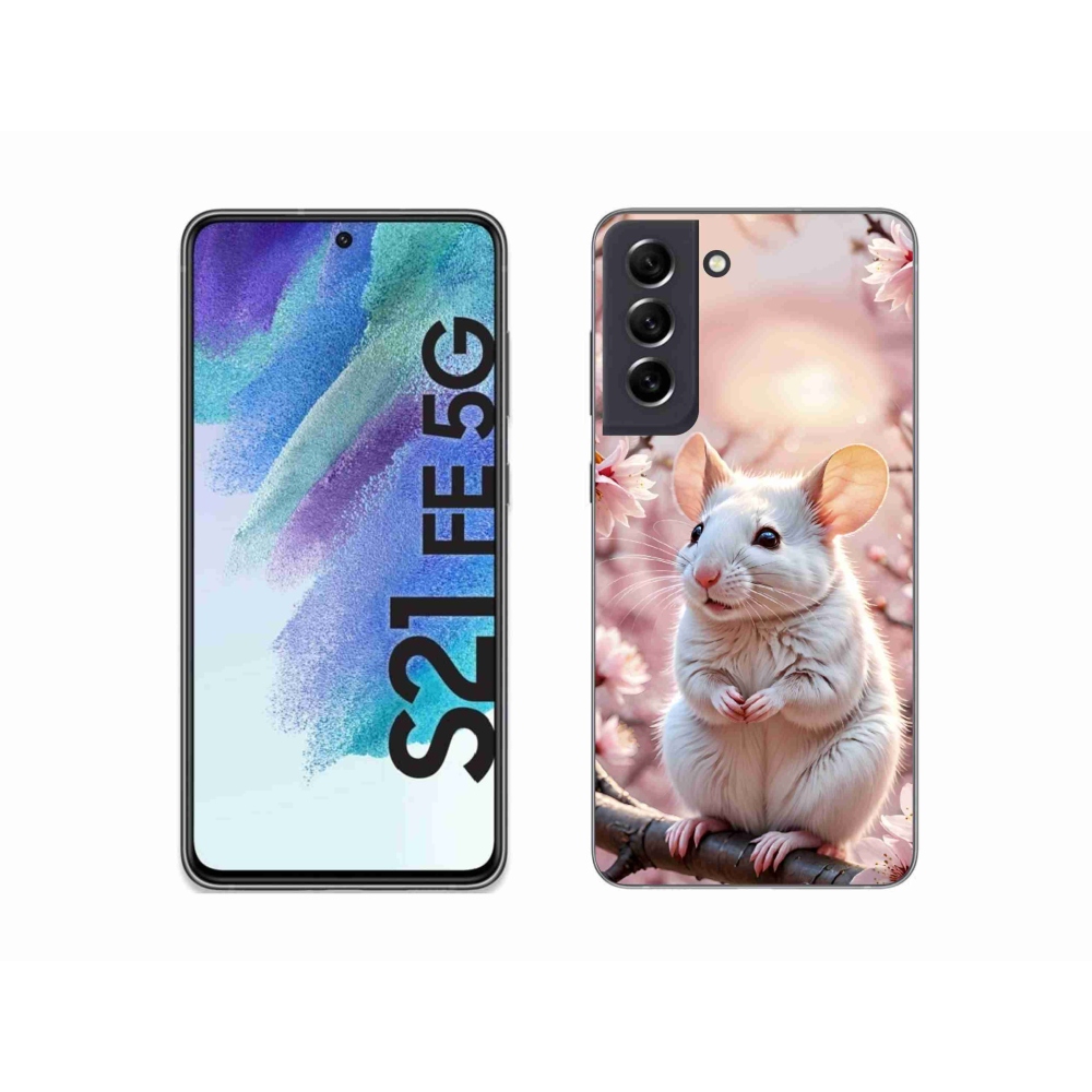 Gélový kryt mmCase na Samsung Galaxy S21 FE 5G - biela myš na vetve