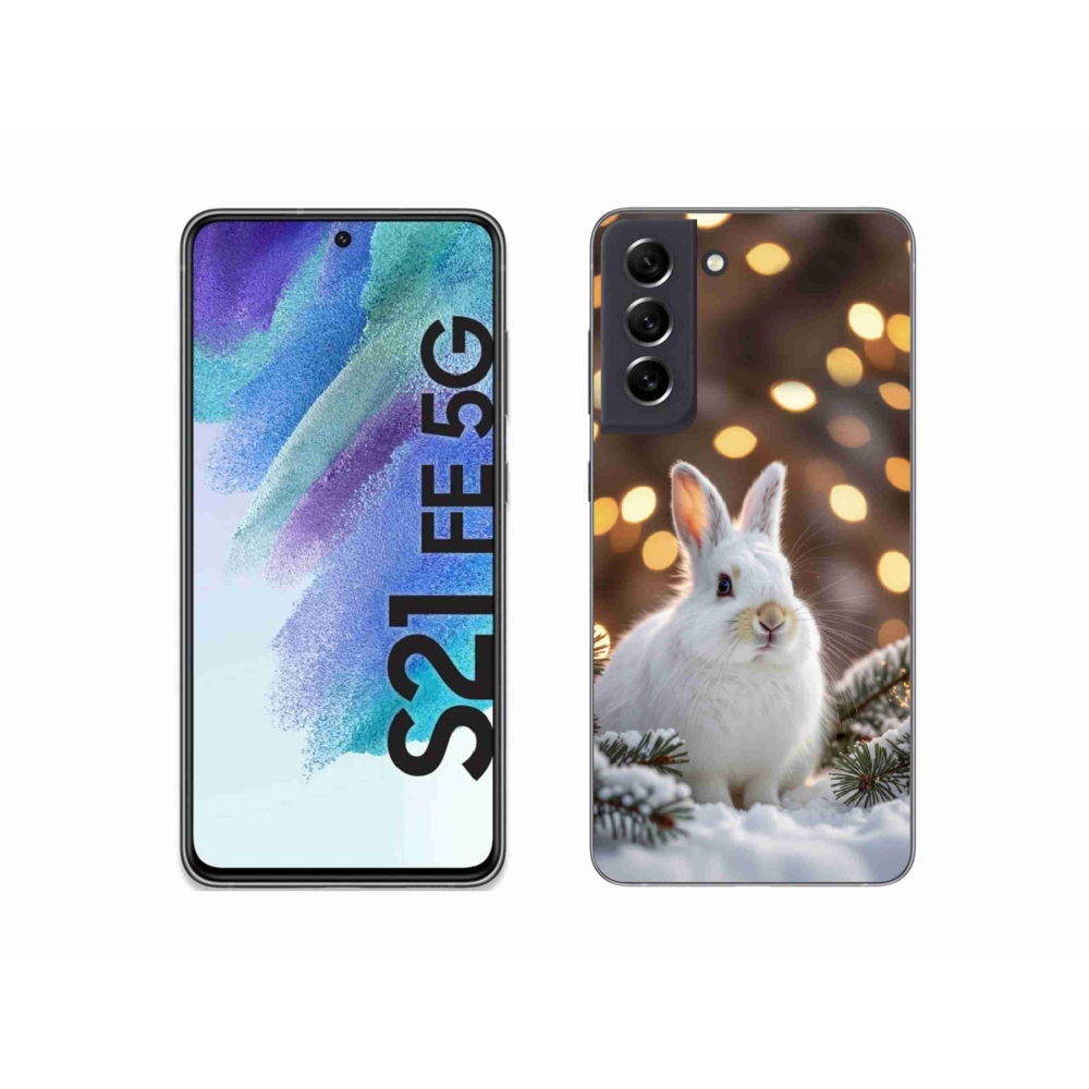 Gélový kryt mmCase na Samsung Galaxy S21 FE 5G - biely zajac
