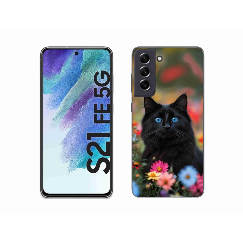 Gélový kryt mmCase na Samsung Galaxy S21 FE 5G - čierne mačiatko 4