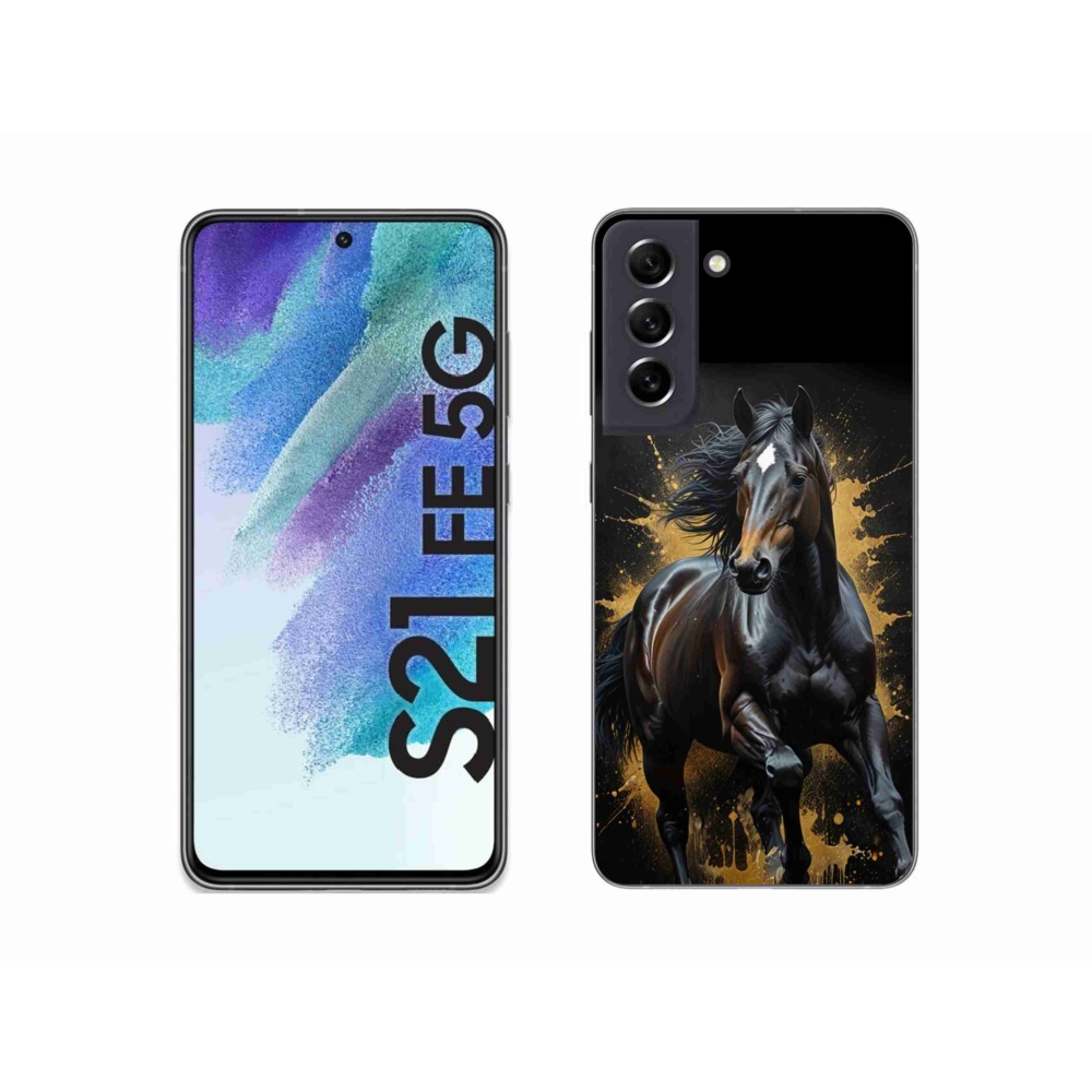 Gélový kryt mmCase na Samsung Galaxy S21 FE 5G - elegantný čierny žrebec