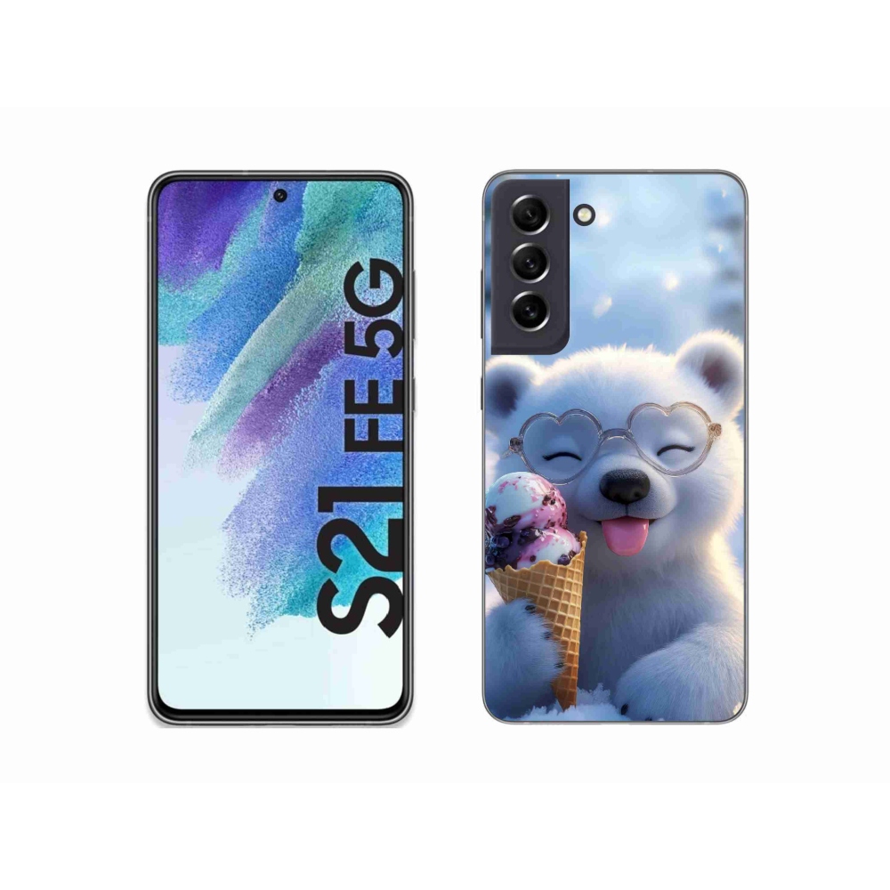 Gélový kryt mmCase na Samsung Galaxy S21 FE 5G - medvedík so zmrzlinou