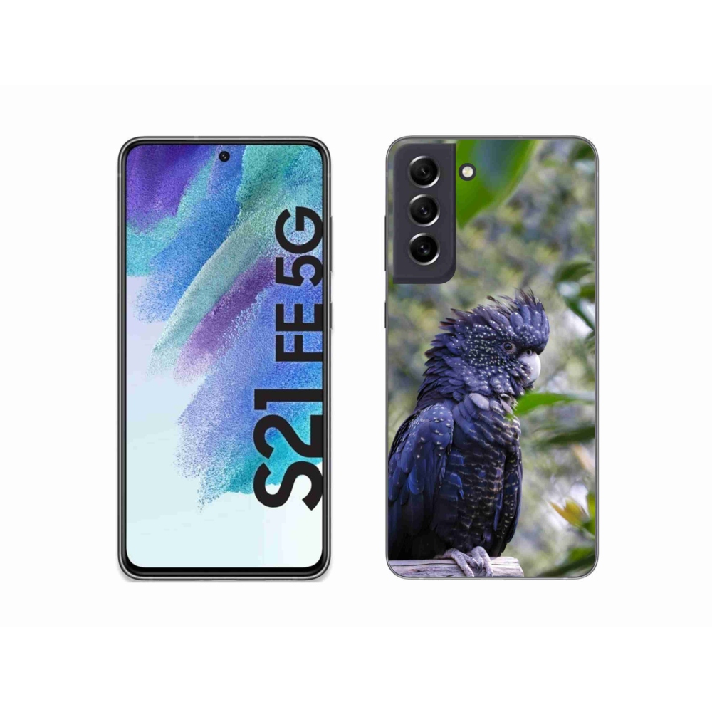 Gélový kryt mmCase na Samsung Galaxy S21 FE 5G - papagáj kakadu čierny