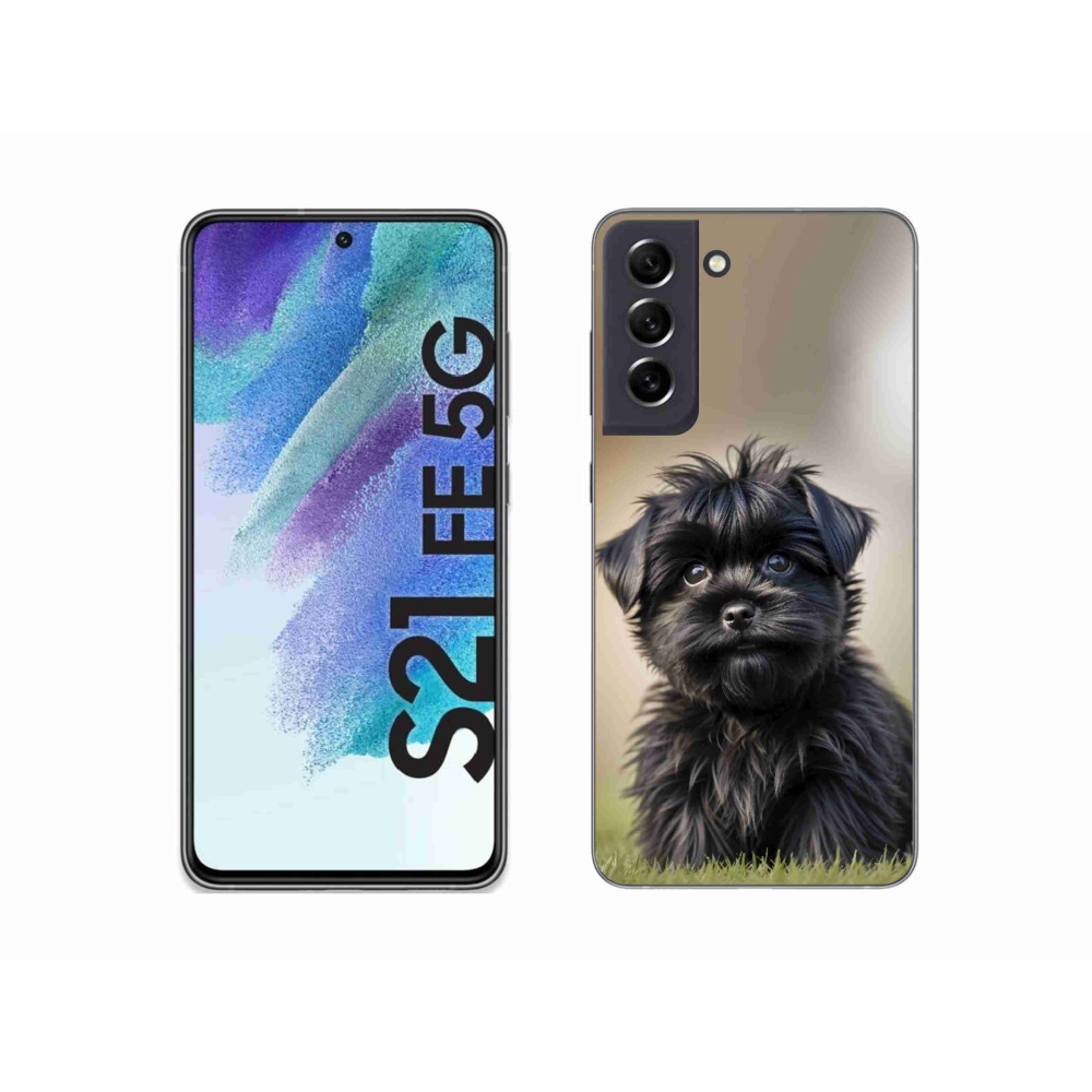 Gélový kryt mmCase na Samsung Galaxy S21 FE 5G - roztomilý čierny psík