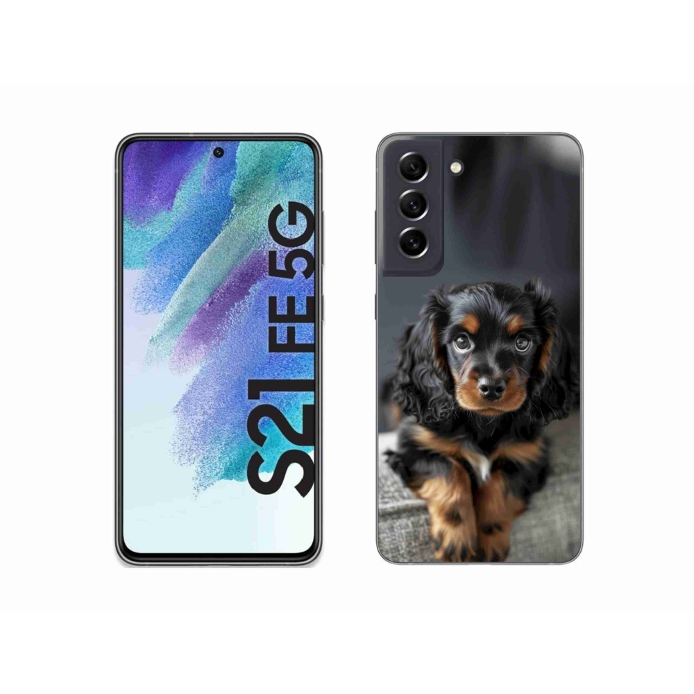Gélový kryt mmCase na Samsung Galaxy S21 FE 5G - roztomilý dlhosrstý jazvečík
