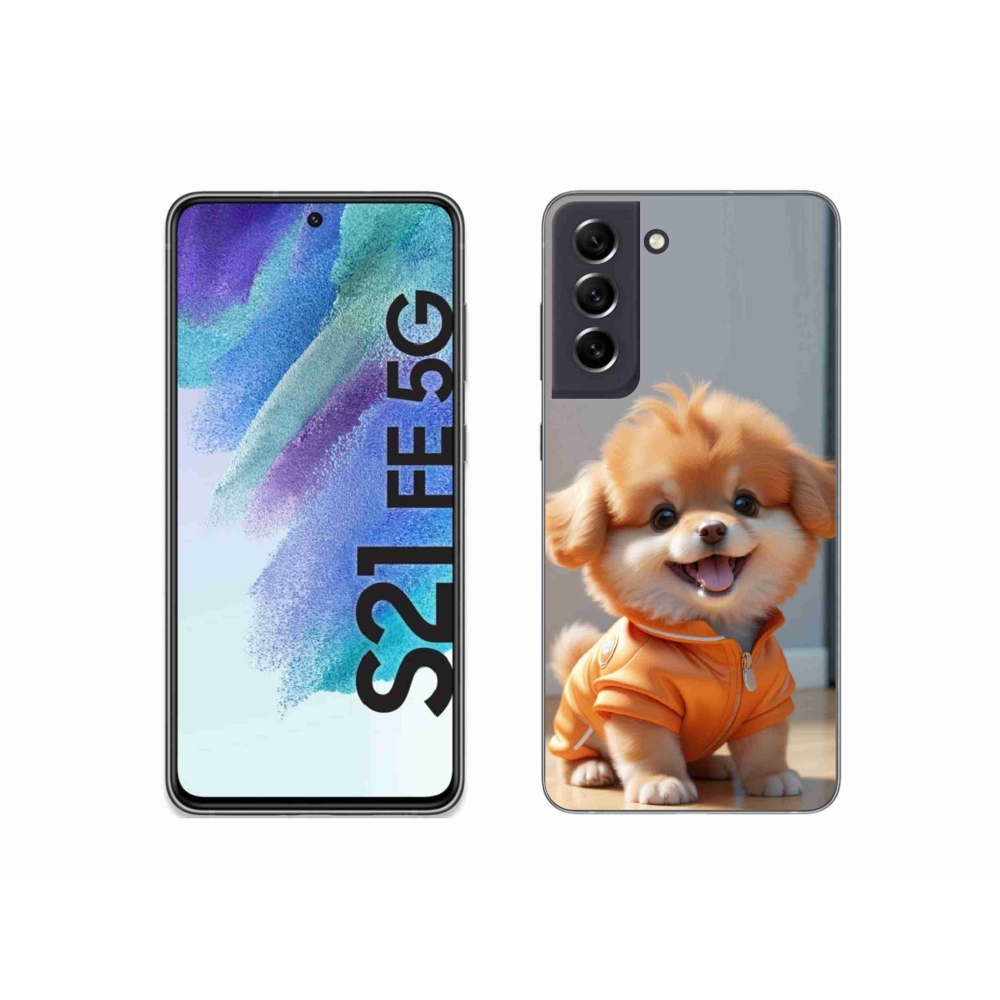 Gélový kryt mmCase na Samsung Galaxy S21 FE 5G - roztomilý pomeranian v mikine
