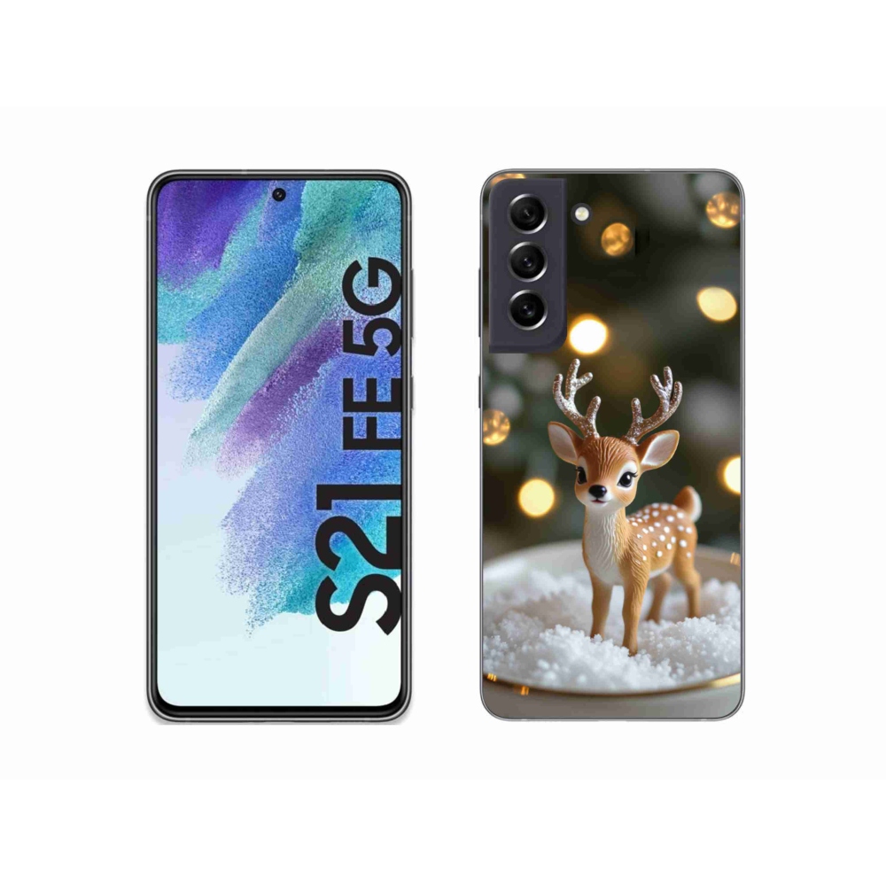 Gélový kryt mmCase na Samsung Galaxy S21 FE 5G - roztomilý vianočný jeleň