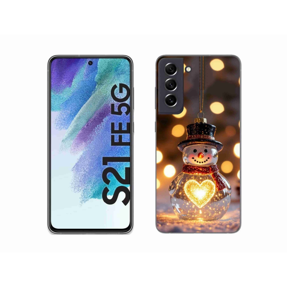 Gélový kryt mmCase na Samsung Galaxy S21 FE 5G - svietiaci vianočný snehuliak