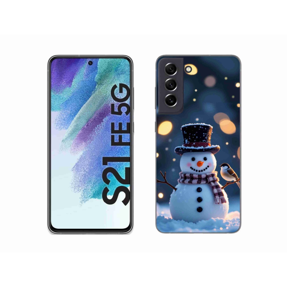 Gélový kryt mmCase na Samsung Galaxy S21 FE 5G - vianočný snehuliak