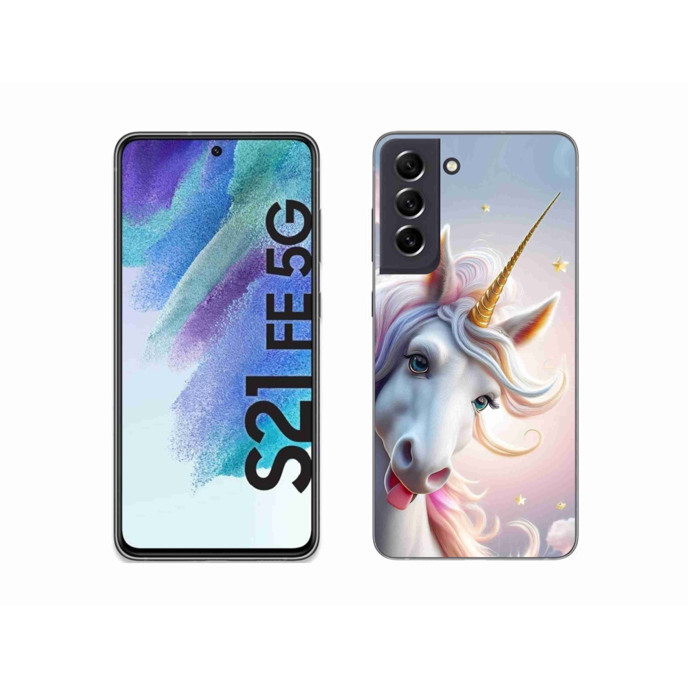 Gélový kryt mmCase na Samsung Galaxy S21 FE 5G - veselý jednorožec