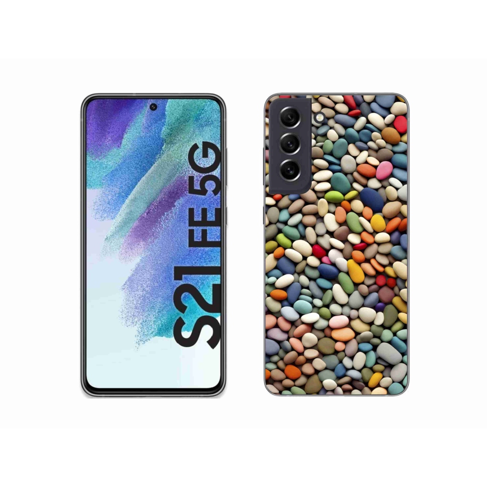 Gélový kryt mmCase na Samsung Galaxy S21 FE - farebné kamienky 2