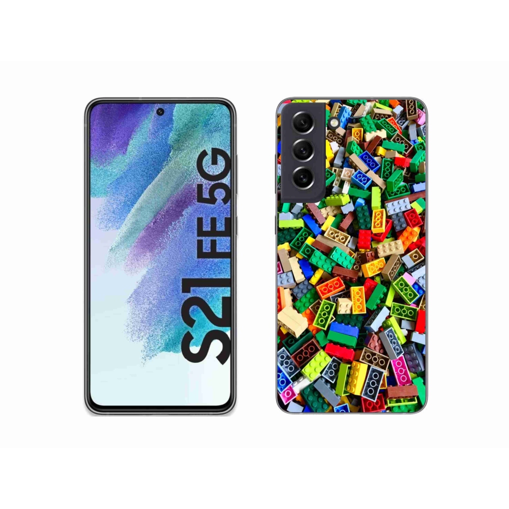 Gélový kryt mmCase na Samsung Galaxy S21 FE - farebné stavebné kocky