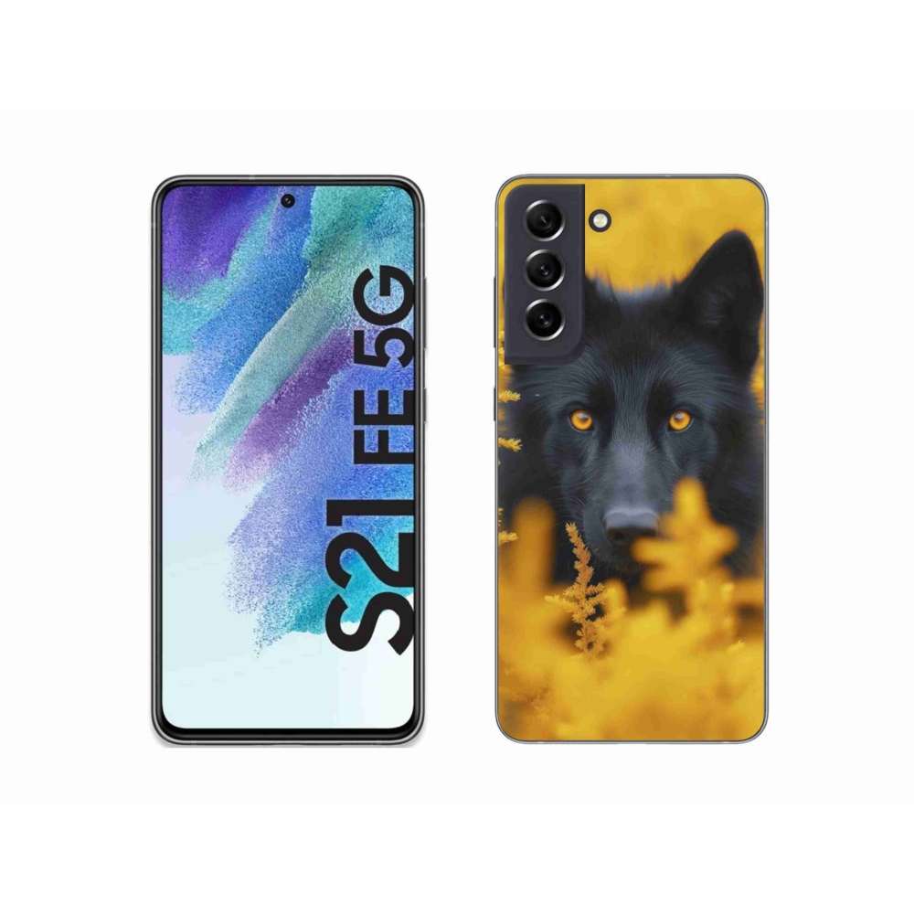 Gélový kryt mmCase na Samsung Galaxy S21 FE - čierny vlk 2