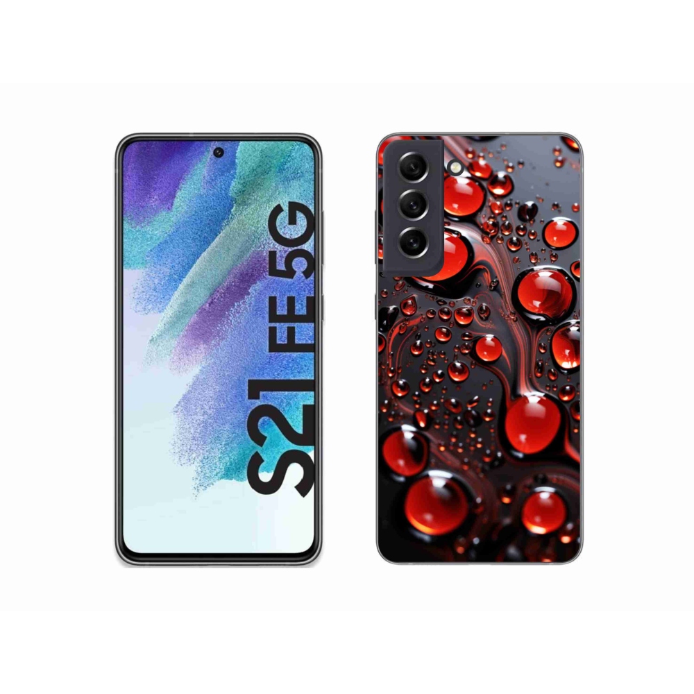 Gélový kryt mmCase na Samsung Galaxy S21 FE - červené kvapky 2