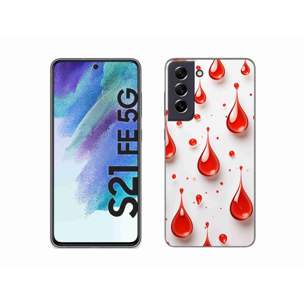 Gélový kryt mmCase na Samsung Galaxy S21 FE - červené kvapky
