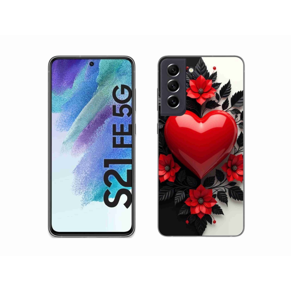Gélový kryt mmCase na Samsung Galaxy S21 FE - červené srdce