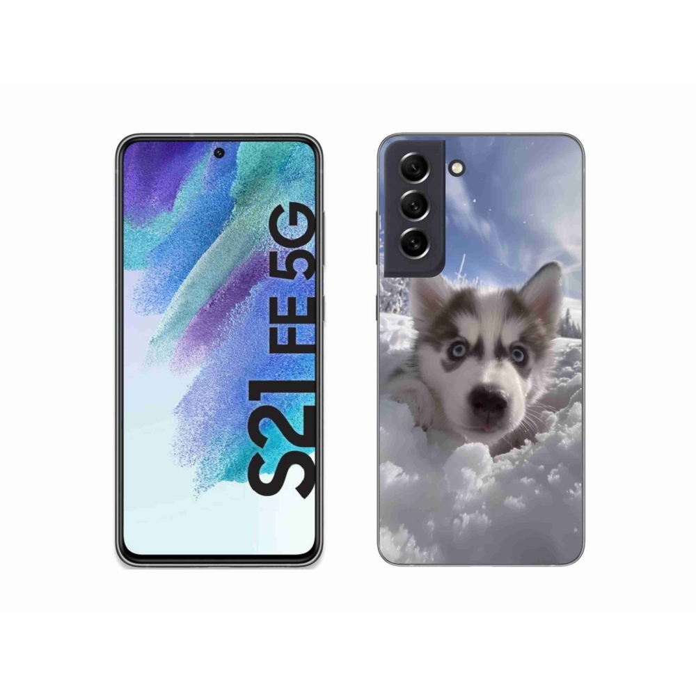 Gélový kryt mmCase na Samsung Galaxy S21 FE - husky v snehu
