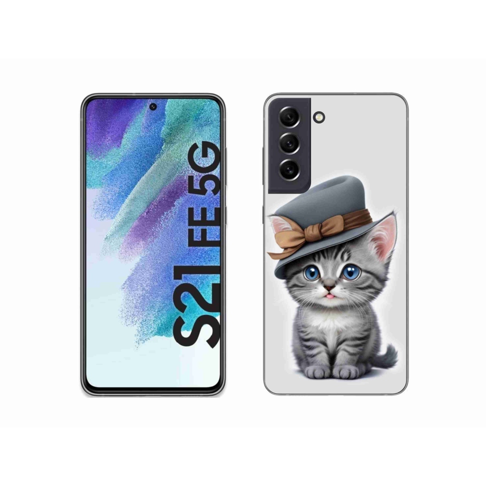 Gélový kryt mmCase na Samsung Galaxy S21 FE - mačiatko s klobúkom