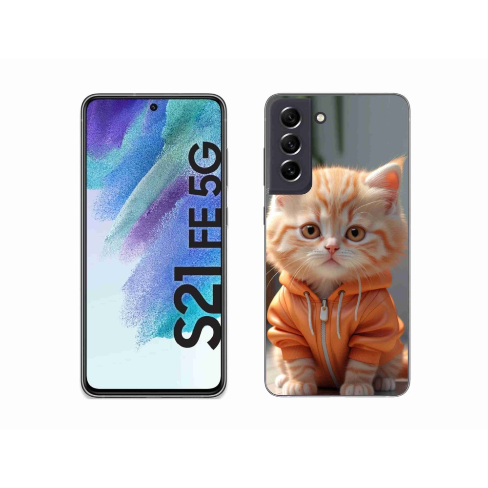 Gélový kryt mmCase na Samsung Galaxy S21 FE - mačiatko v mikine