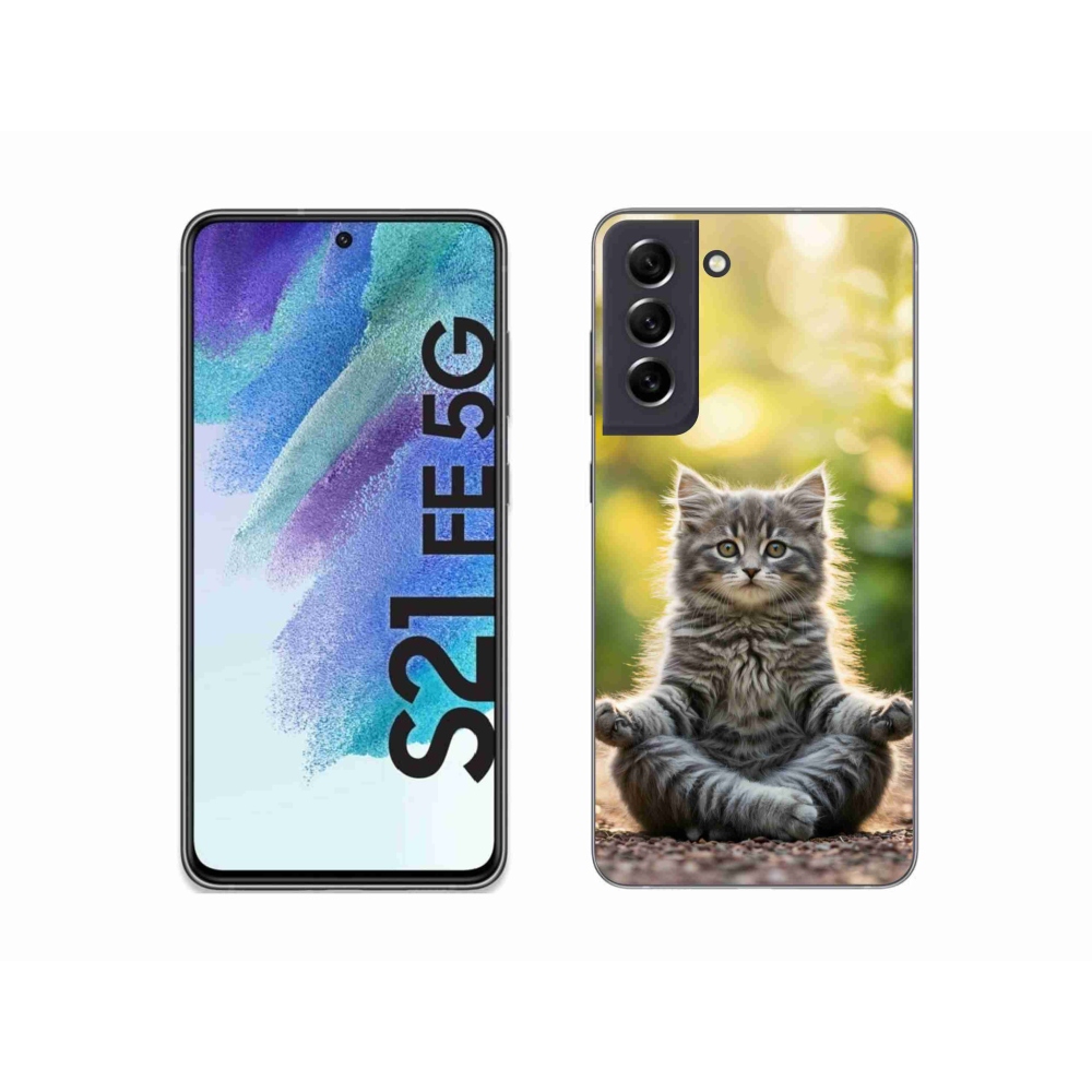 Gélový kryt mmCase na Samsung Galaxy S21 FE - meditujúce mačiatko