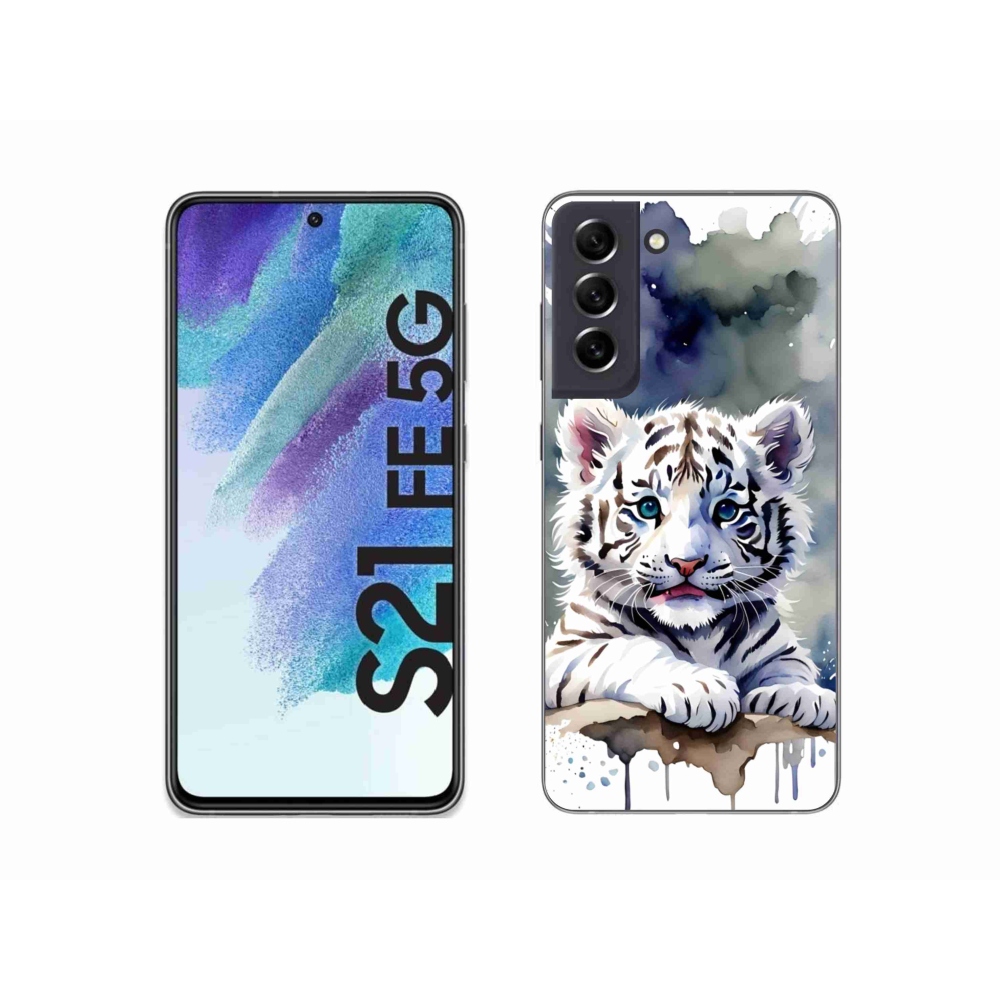 Gélový kryt mmCase na Samsung Galaxy S21 FE - mláďa bieleho tigra