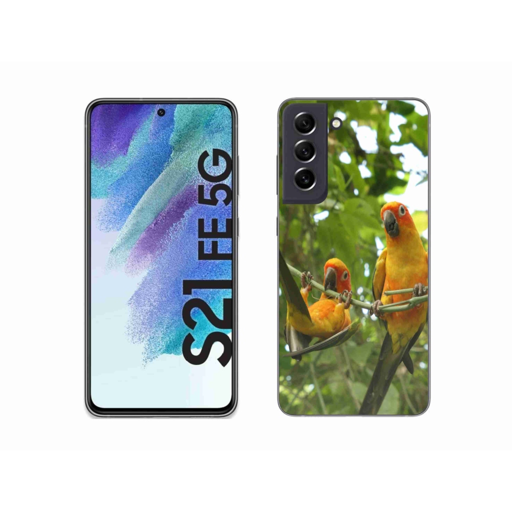 Gélový kryt mmCase na Samsung Galaxy S21 FE - papagáje aratingy
