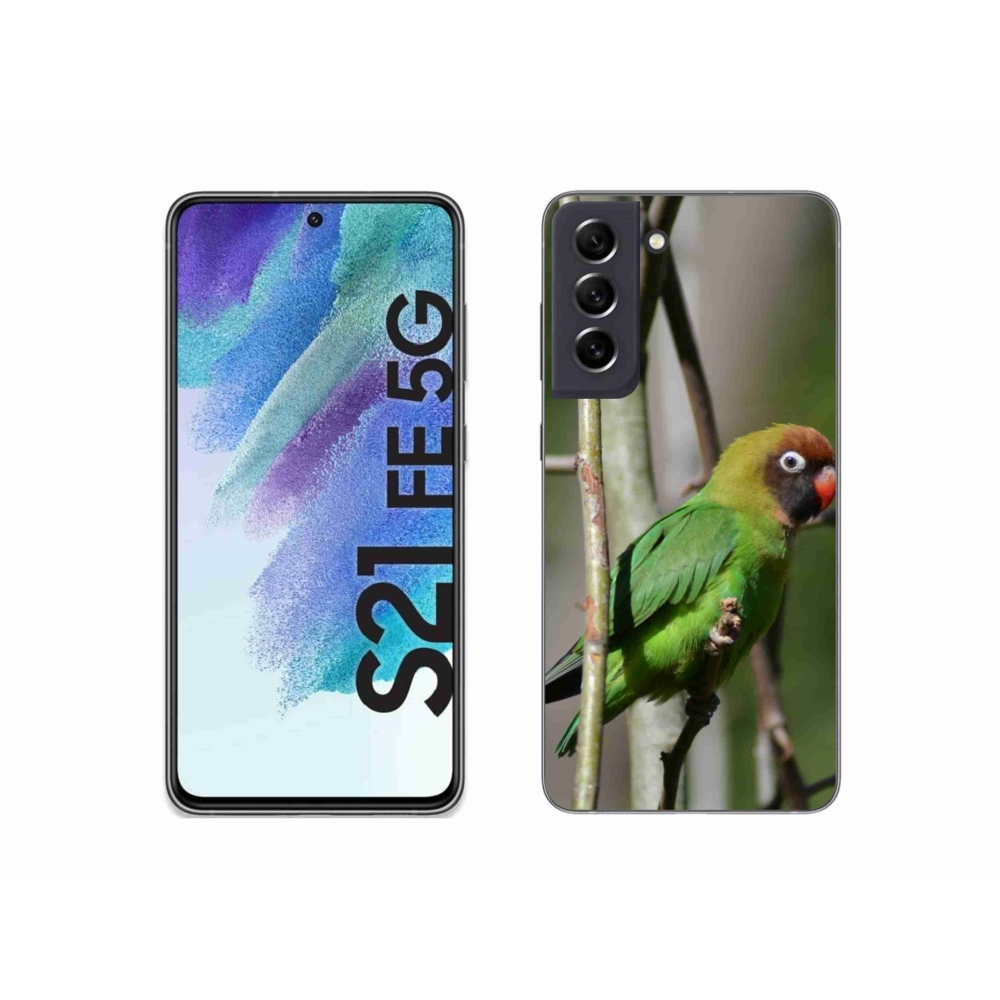 Gélový kryt mmCase na Samsung Galaxy S21 FE - papagáj agapornis