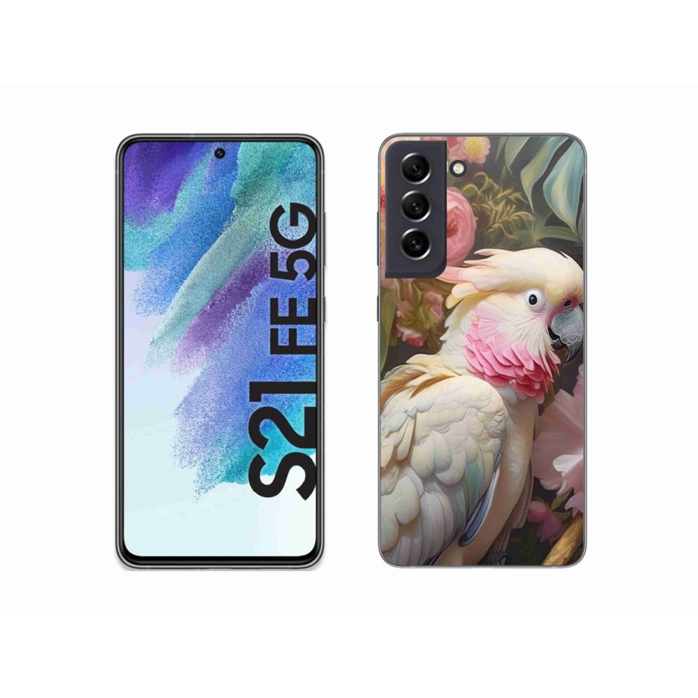 Gélový kryt mmCase na Samsung Galaxy S21 FE - papagáj kakadu ružový 2