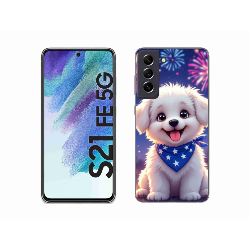 Gélový kryt mmCase na Samsung Galaxy S21 FE - slávnostné šteňa
