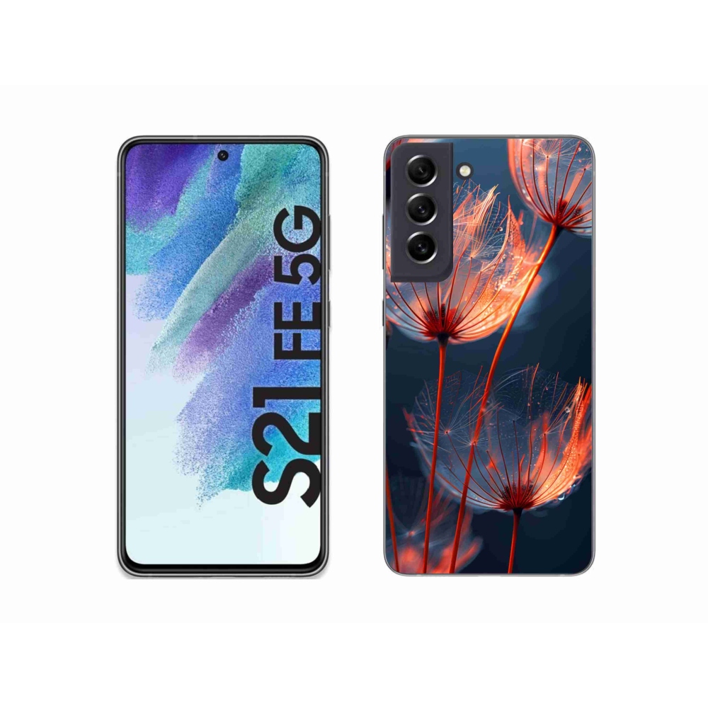 Gélový kryt mmCase na Samsung Galaxy S21 FE - svetielkujúce páperie