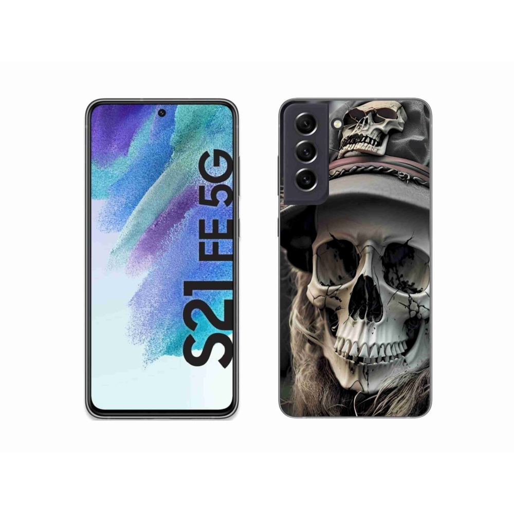Gélový kryt mmCase na Samsung Galaxy S21 FE - tmavá lebka