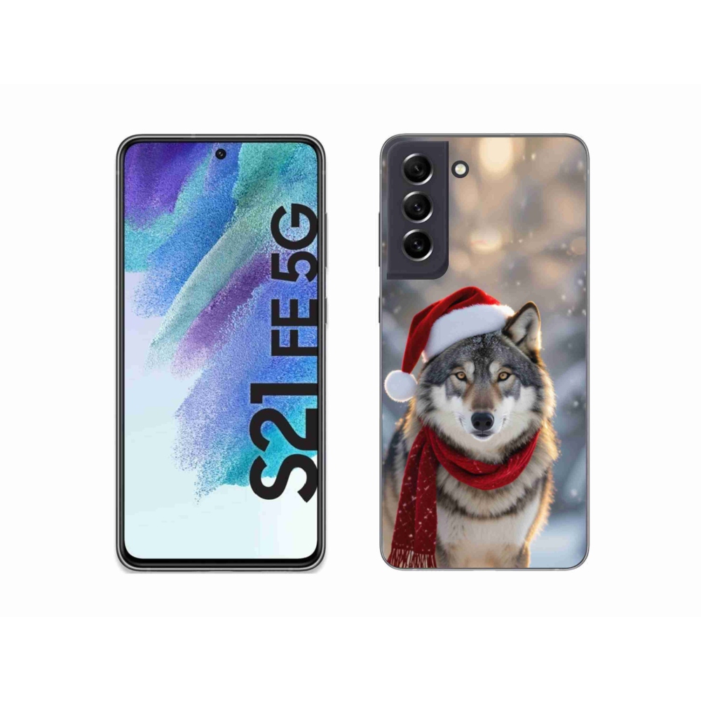 Gélový kryt mmCase na Samsung Galaxy S21 FE - vianočný vlk