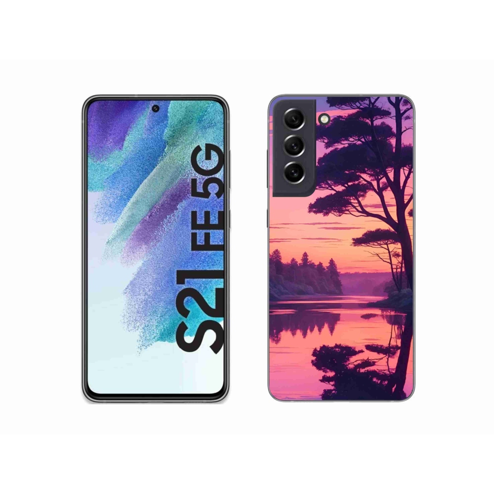 Gélový kryt mmCase na Samsung Galaxy S21 FE - západ slnka nad jazerom