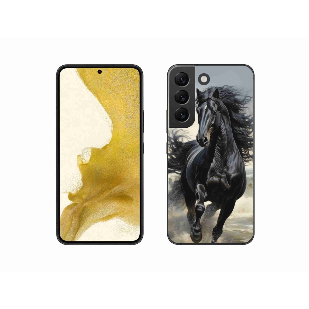 Gélový kryt mmCase na Samsung Galaxy S22 5G - bežiaci čierny kôň
