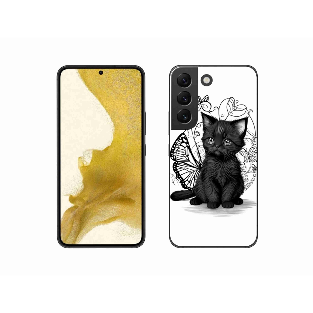 Gélový kryt mmCase na Samsung Galaxy S22 5G - čierne mačiatko