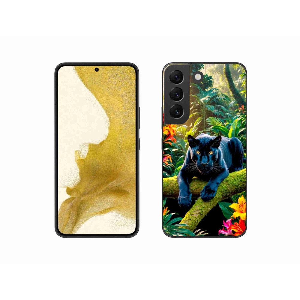 Gélový kryt mmCase na Samsung Galaxy S22 5G - čierny panter v džungli