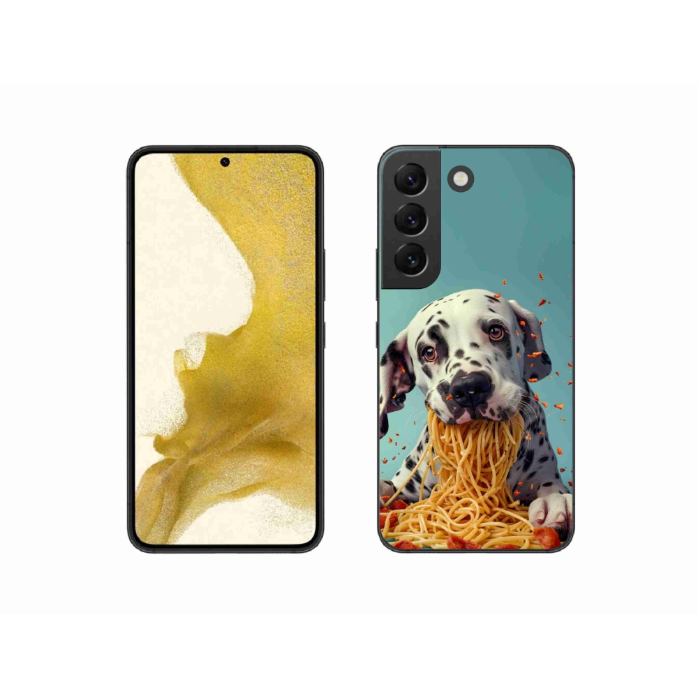 Gélový kryt mmCase na Samsung Galaxy S22 5G - dalmatín a špagety