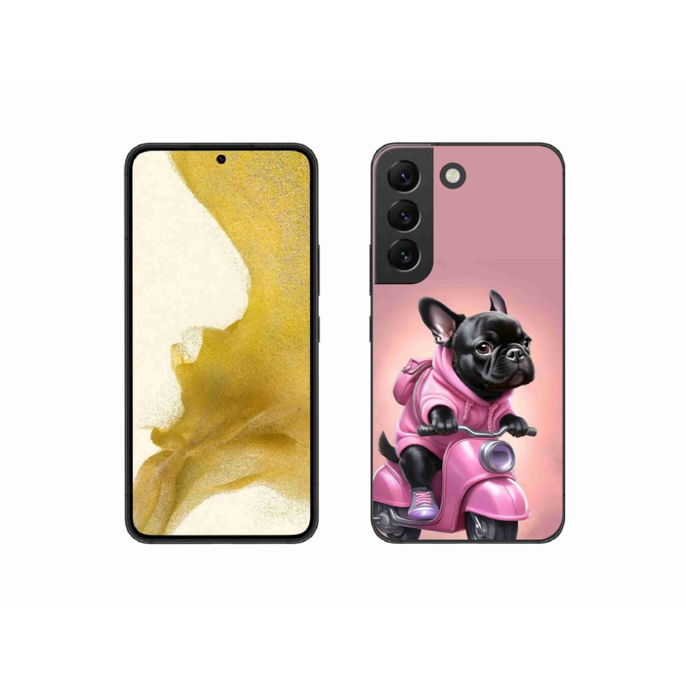 Gélový kryt mmCase na Samsung Galaxy S22 5G - francúzsky buldoček na skútri