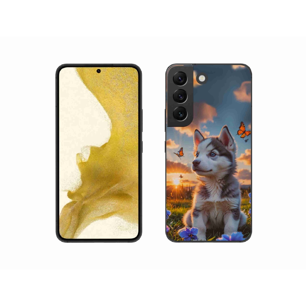 Gélový kryt mmCase na Samsung Galaxy S22 5G - husky pri západe slnka