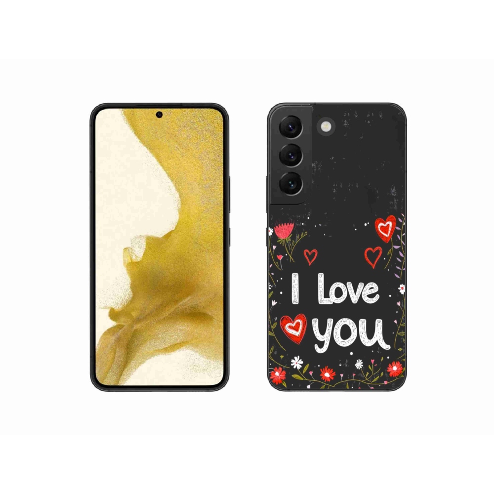 Gélový kryt mmCase na Samsung Galaxy S22 5G - I love you čierne pozadie